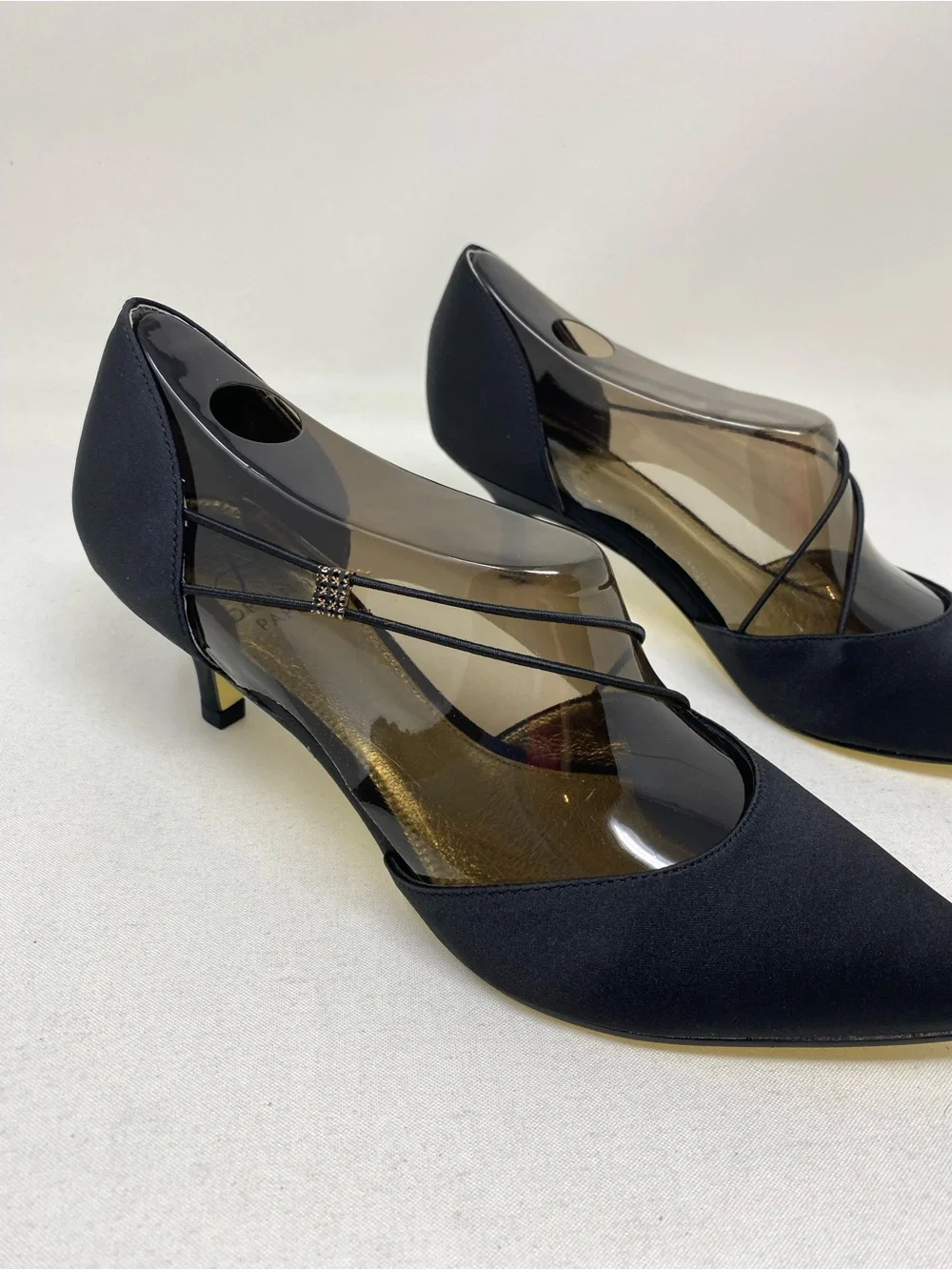 Adrianna Papell Black Pointed-Toe Low Heel Pumps with Sheer Panels Size 6M